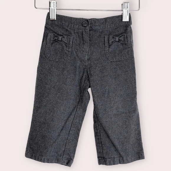 Janie and Jack pants bow pocket twill charcoal gray size 6-12 months - Picture 1 of 10